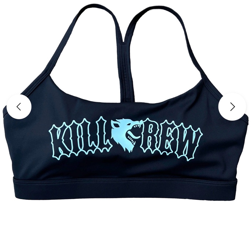 Kill Crew Black sports bra  with Mint Graphic - Picture 2 of 5